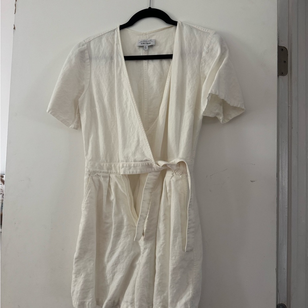 & Other Stories Cream V-Neck Short jumpsuit